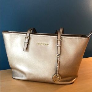 Michael Kors Gold Metallic Tote Bag